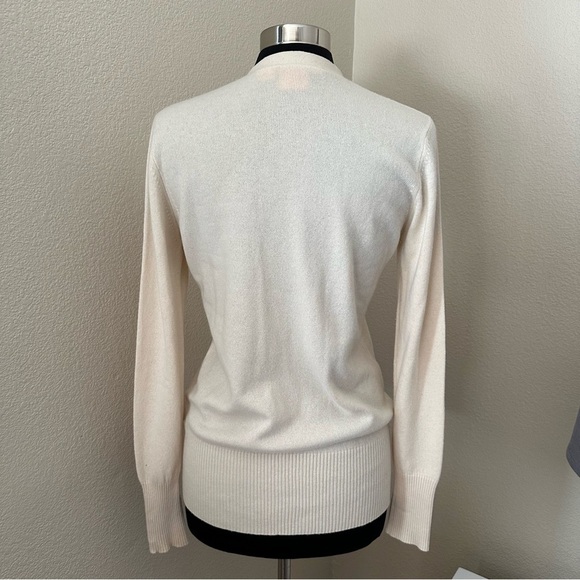 Tory Burch 100% Cashmere Women's Button Up Cream Cardigan Sweater Size M - Picture 8 of 13